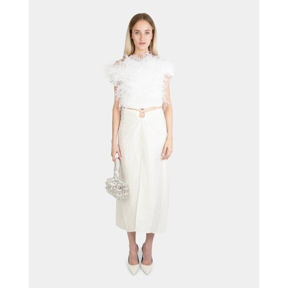 Cult Gaia Sosha Feather Top in Off White 6 New Womens Blouse - Picture 15 of 17